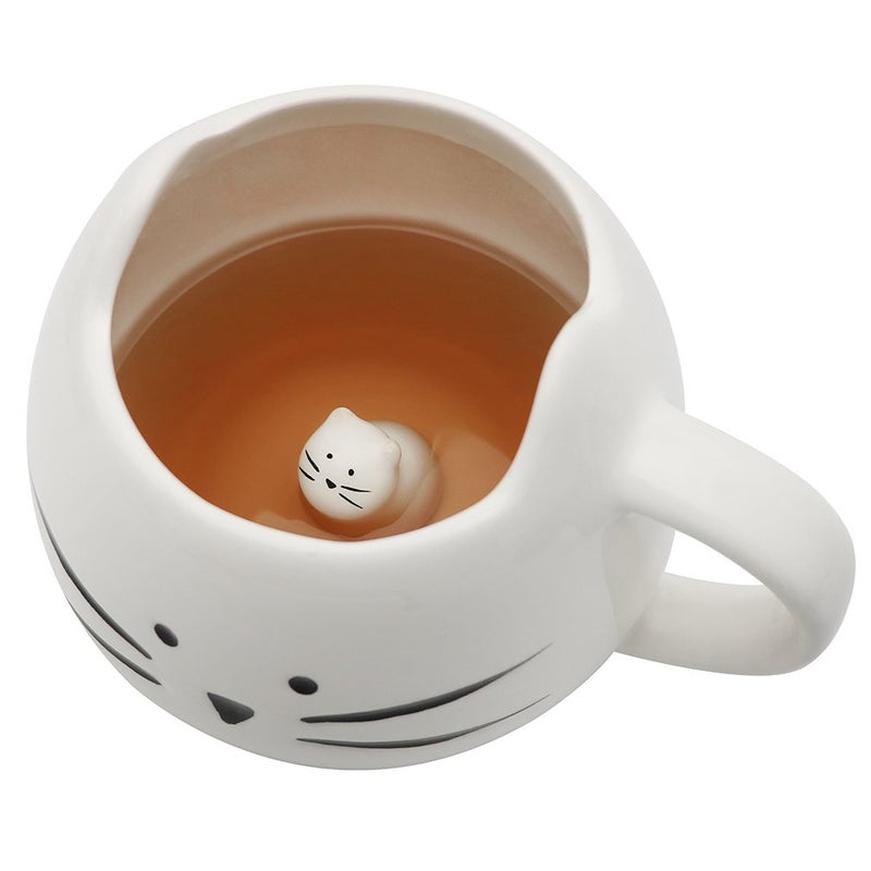Koolkatkoo Cute Cat Coffee Mug for Cat Lovers Women Girls Ceramic Kitty Water Mugs 12 oz Small Cup White - Image 1